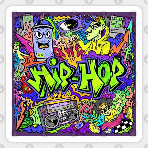 Hip Hop Music Graffiti Magnet by MARK ASHKENAZI